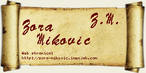 Zora Miković vizit kartica